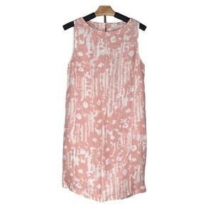 120 LINO 100% Linen Rose Desert Sleevelss Tank Dress Floral Abstract Beach QQ7